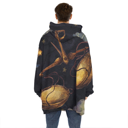 Watercolor Libra Zodiac Sign Print Hoodie Blanket