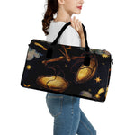 Watercolor Libra Zodiac Sign Print Leather Duffle Bag