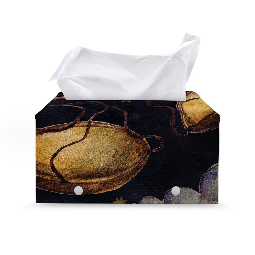 Watercolor Libra Zodiac Sign Print Leather Tissue Box Cover