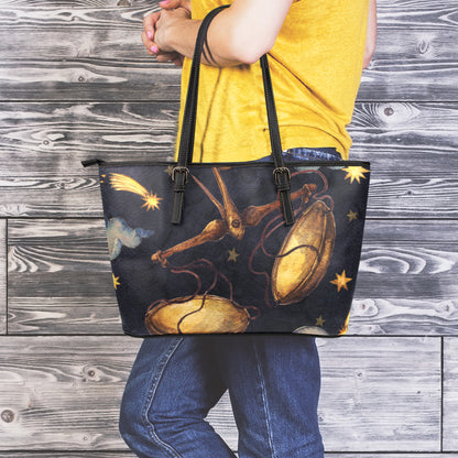 Watercolor Libra Zodiac Sign Print Leather Tote Bag