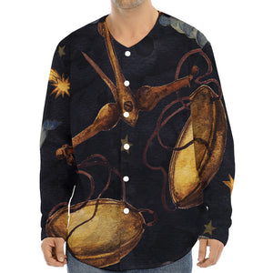 Watercolor Libra Zodiac Sign Print Long Sleeve Baseball Jersey