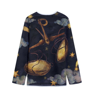 Watercolor Libra Zodiac Sign Print Long Sleeve Short Coat