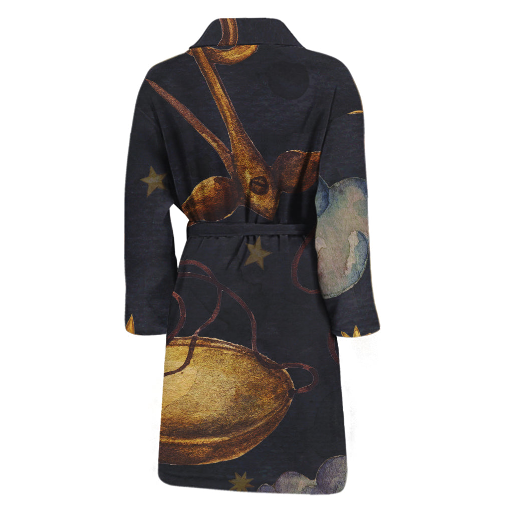 Watercolor Libra Zodiac Sign Print Men's Bathrobe
