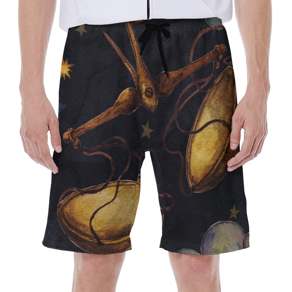 Watercolor Libra Zodiac Sign Print Men's Beach Shorts