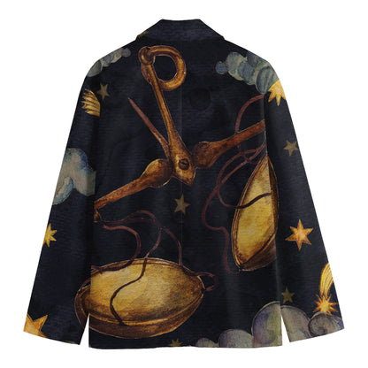 Watercolor Libra Zodiac Sign Print Men's Blazer