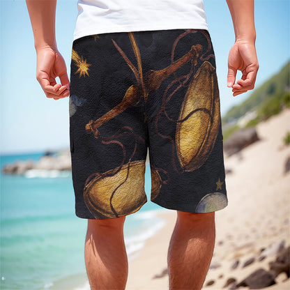 Watercolor Libra Zodiac Sign Print Men's Cargo Shorts