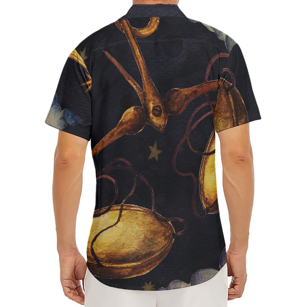 Watercolor Libra Zodiac Sign Print Men's Deep V-Neck Shirt