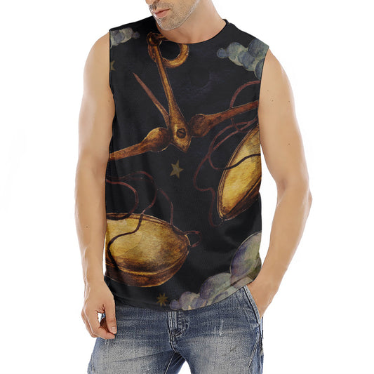 Watercolor Libra Zodiac Sign Print Men's Fitness Tank Top