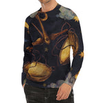 Watercolor Libra Zodiac Sign Print Men's Long Sleeve Rash Guard