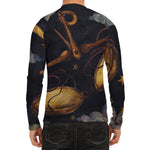 Watercolor Libra Zodiac Sign Print Men's Long Sleeve Rash Guard