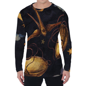 Watercolor Libra Zodiac Sign Print Men's Long Sleeve T-Shirt