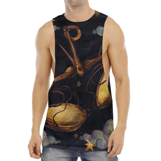 Watercolor Libra Zodiac Sign Print Men's Muscle Tank Top
