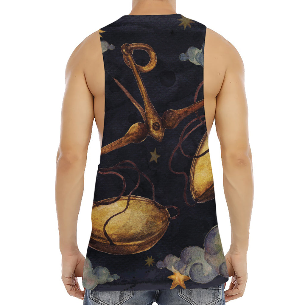 Watercolor Libra Zodiac Sign Print Men's Muscle Tank Top