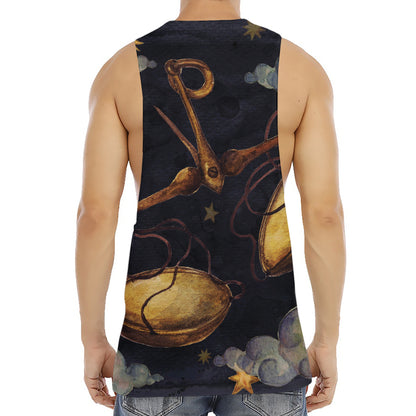 Watercolor Libra Zodiac Sign Print Men's Muscle Tank Top