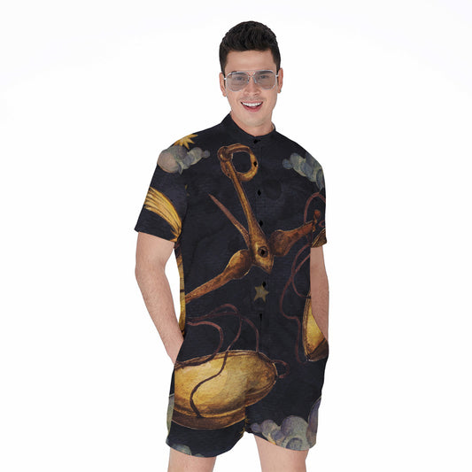 Watercolor Libra Zodiac Sign Print Men's Rompers