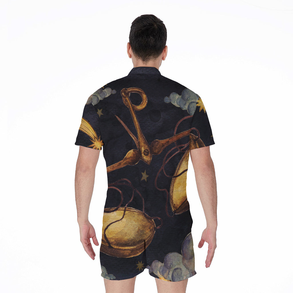 Watercolor Libra Zodiac Sign Print Men's Rompers