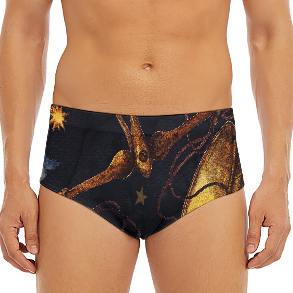 Watercolor Libra Zodiac Sign Print Men's Triangle Swim Briefs
