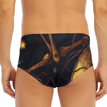 Watercolor Libra Zodiac Sign Print Men's Triangle Swim Briefs