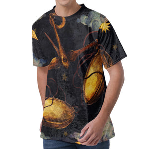 Watercolor Libra Zodiac Sign Print Men's Velvet T-Shirt