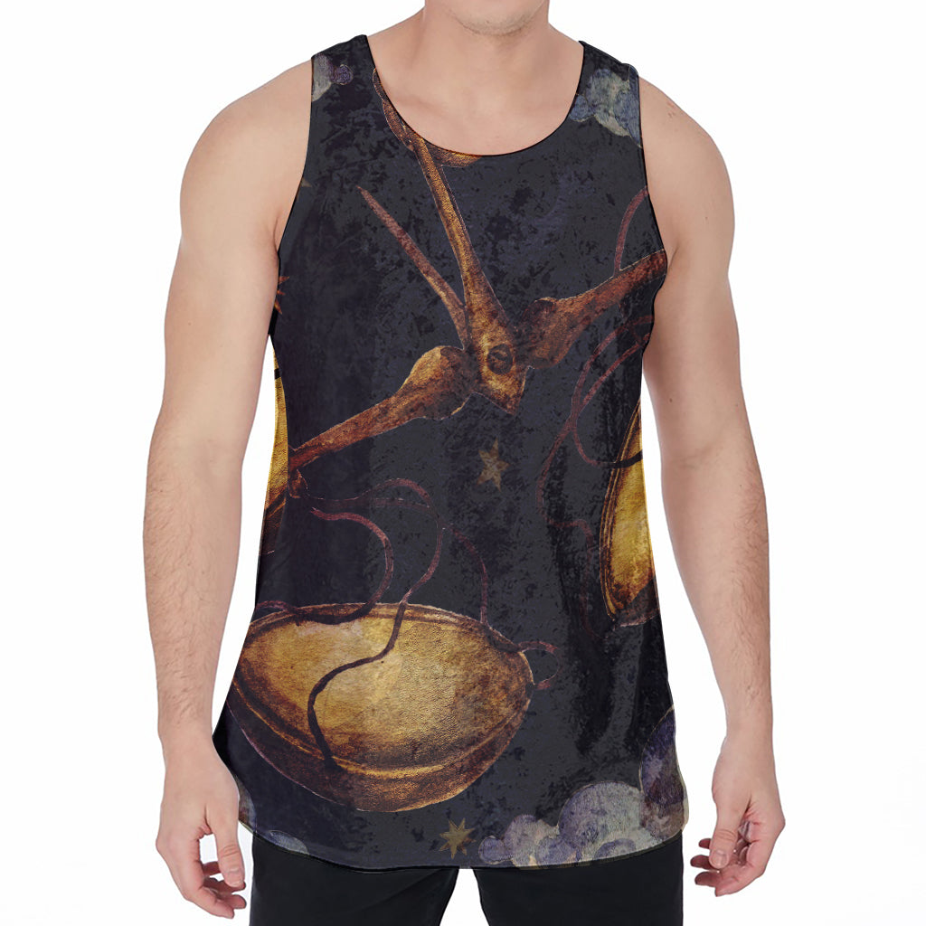 Watercolor Libra Zodiac Sign Print Men's Velvet Tank Top