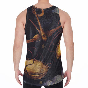 Watercolor Libra Zodiac Sign Print Men's Velvet Tank Top