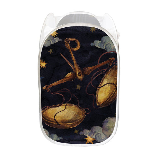 Watercolor Libra Zodiac Sign Print Mesh Laundry Hamper