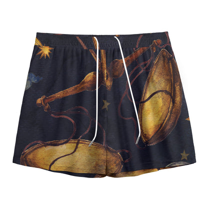 Watercolor Libra Zodiac Sign Print Mesh Shorts