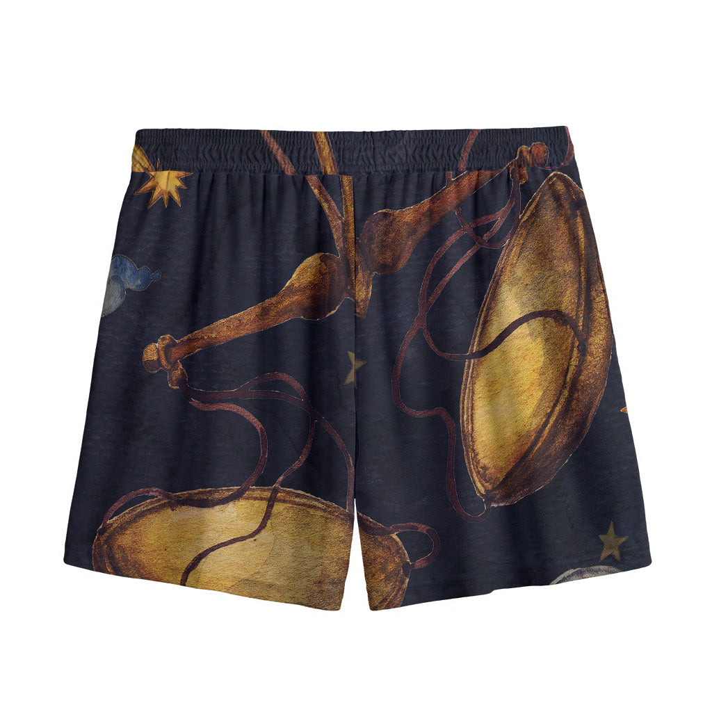 Watercolor Libra Zodiac Sign Print Mesh Shorts