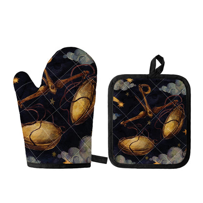 Watercolor Libra Zodiac Sign Print Oven Mitt And Pot Holder Set