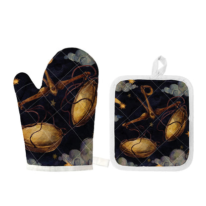 Watercolor Libra Zodiac Sign Print Oven Mitt And Pot Holder Set