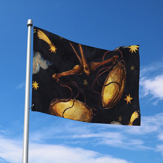 Watercolor Libra Zodiac Sign Print Polyester Flag