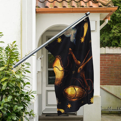Watercolor Libra Zodiac Sign Print Polyester Flag