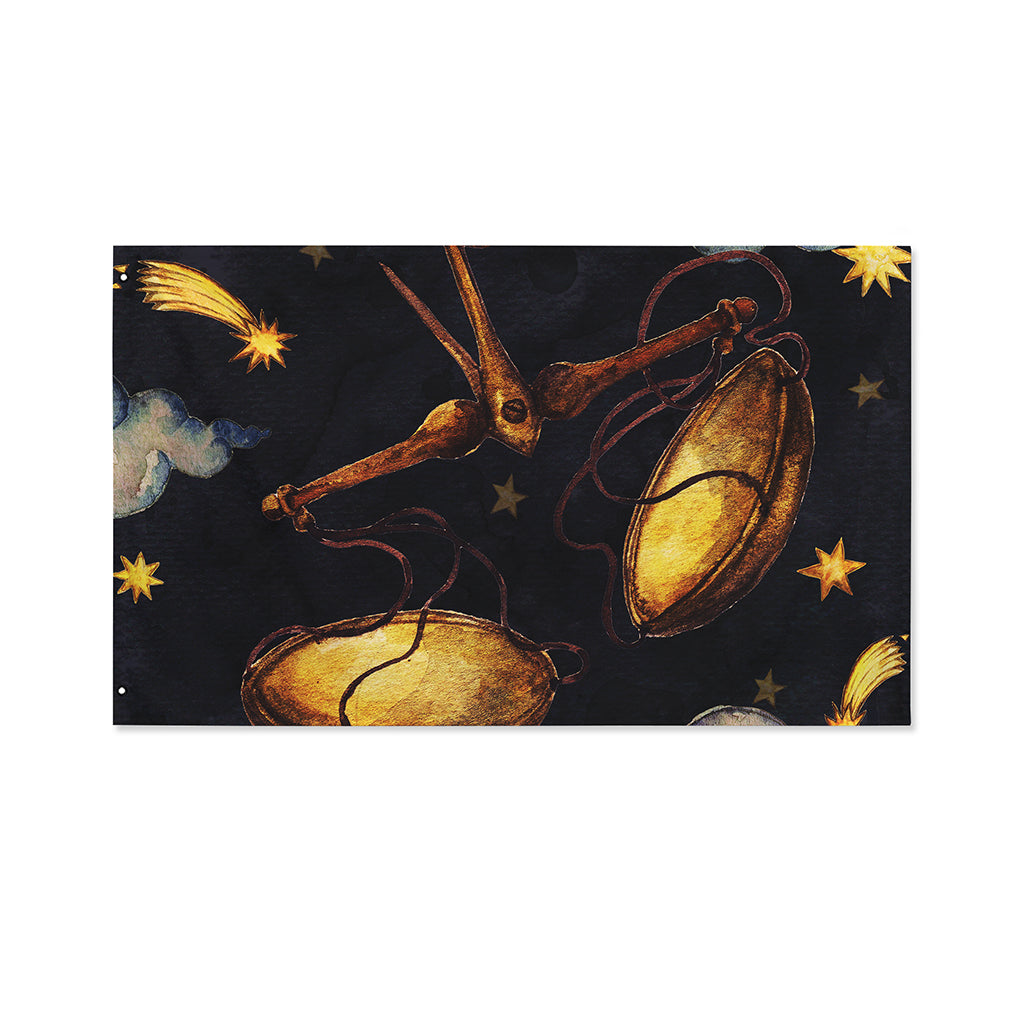 Watercolor Libra Zodiac Sign Print Polyester Flag