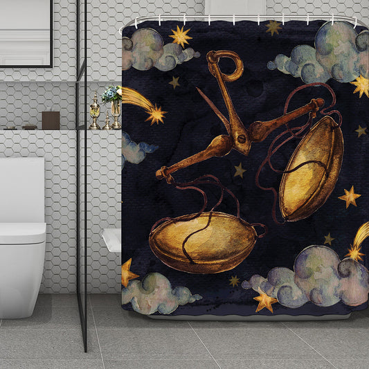 Watercolor Libra Zodiac Sign Print Polyester Shower Curtain