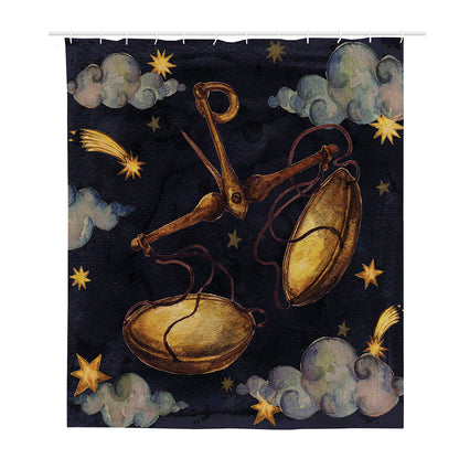 Watercolor Libra Zodiac Sign Print Polyester Shower Curtain
