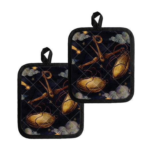 Watercolor Libra Zodiac Sign Print Pot Holders