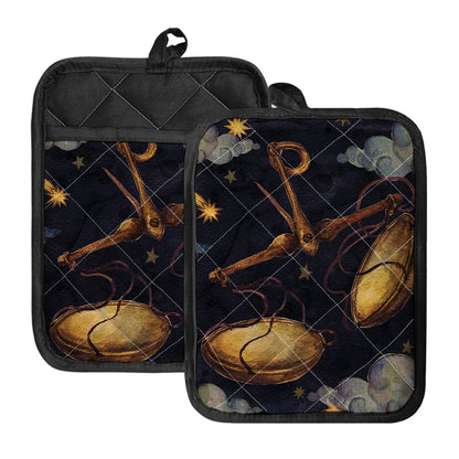 Watercolor Libra Zodiac Sign Print Pot Holders With Pocket