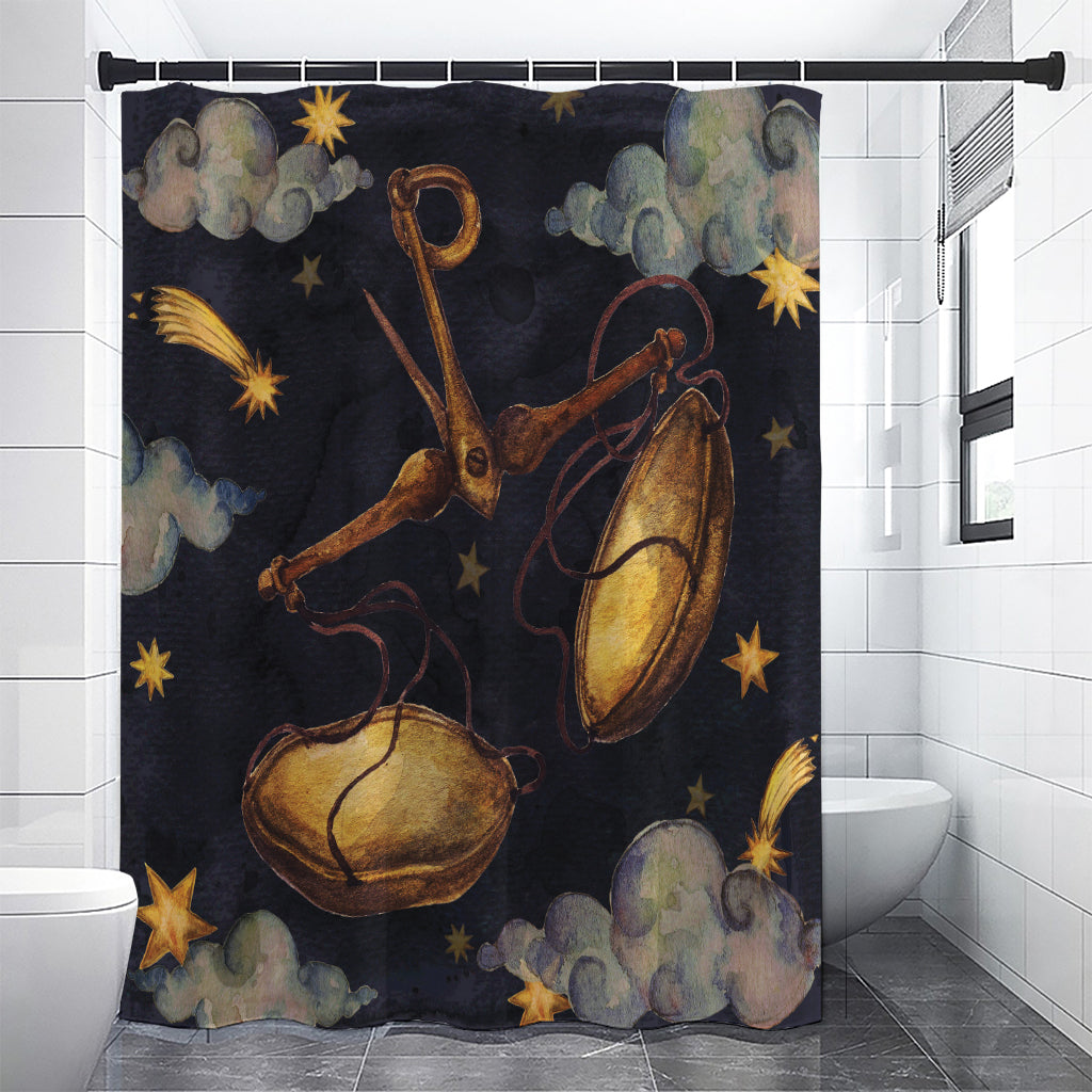 Watercolor Libra Zodiac Sign Print Premium Shower Curtain