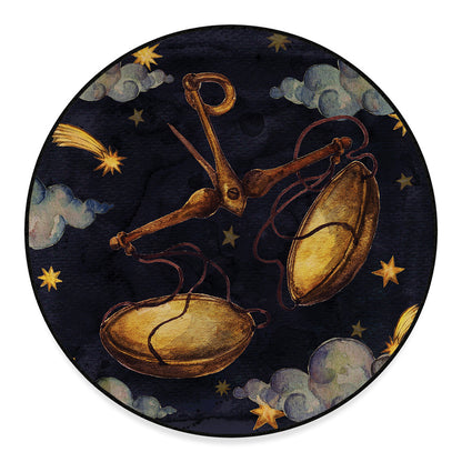 Watercolor Libra Zodiac Sign Print Round Floor Mat