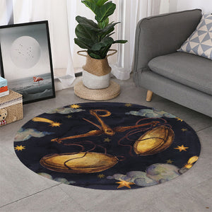 Watercolor Libra Zodiac Sign Print Round Rug