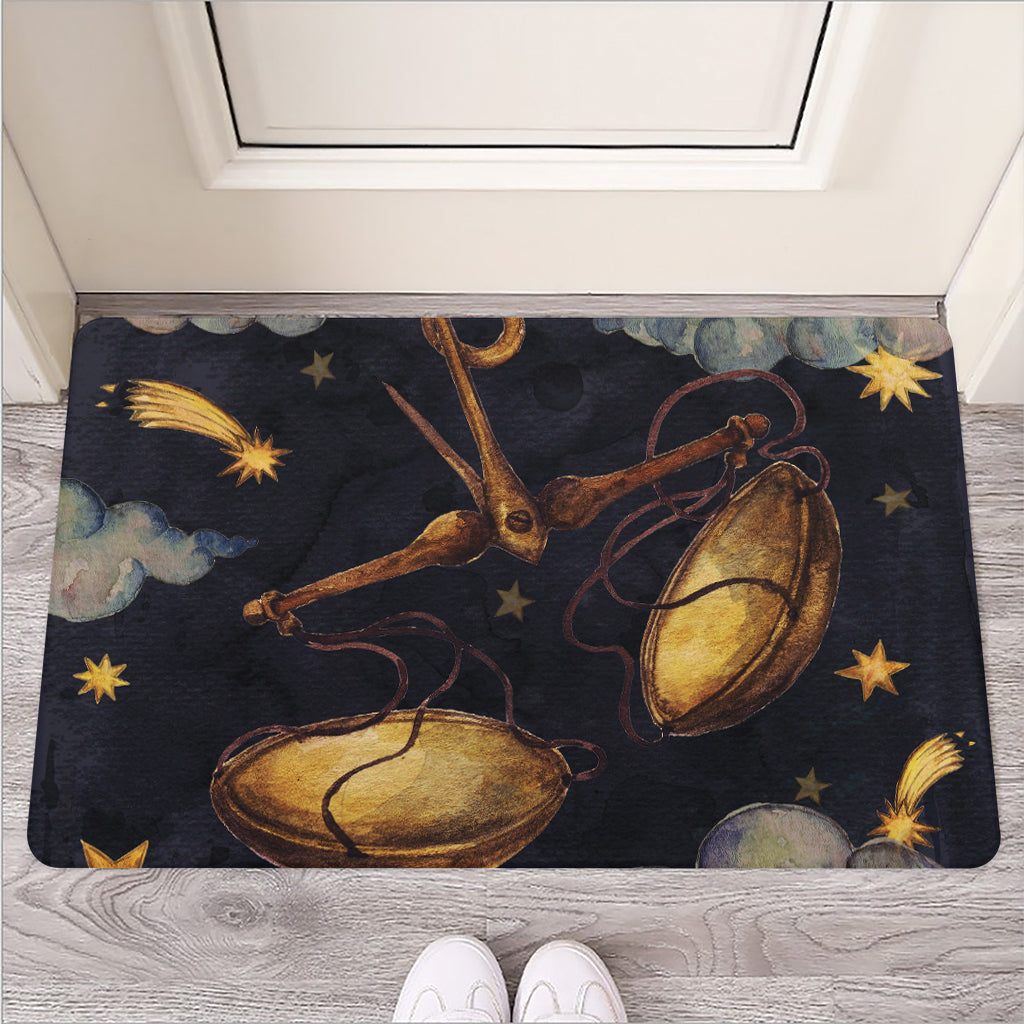 Watercolor Libra Zodiac Sign Print Rubber Doormat