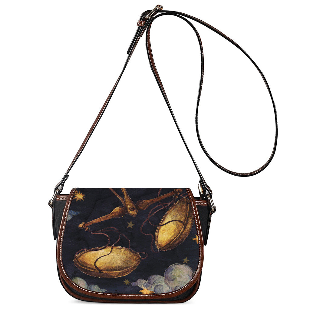 Watercolor Libra Zodiac Sign Print Saddle Bag