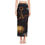 Watercolor Libra Zodiac Sign Print Side Slit Maxi Skirt