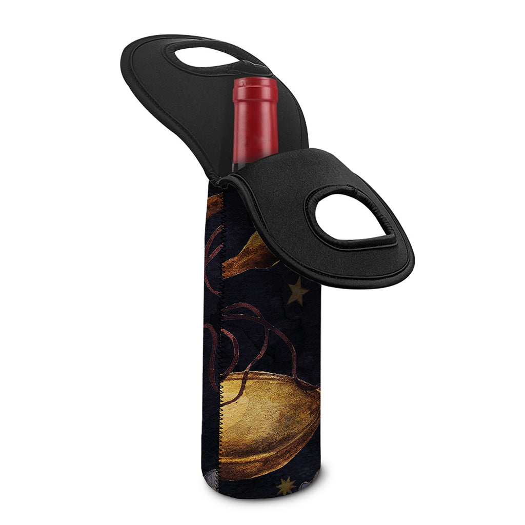 Watercolor Libra Zodiac Sign Print Single Neoprene Wine Tote