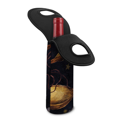 Watercolor Libra Zodiac Sign Print Single Neoprene Wine Tote
