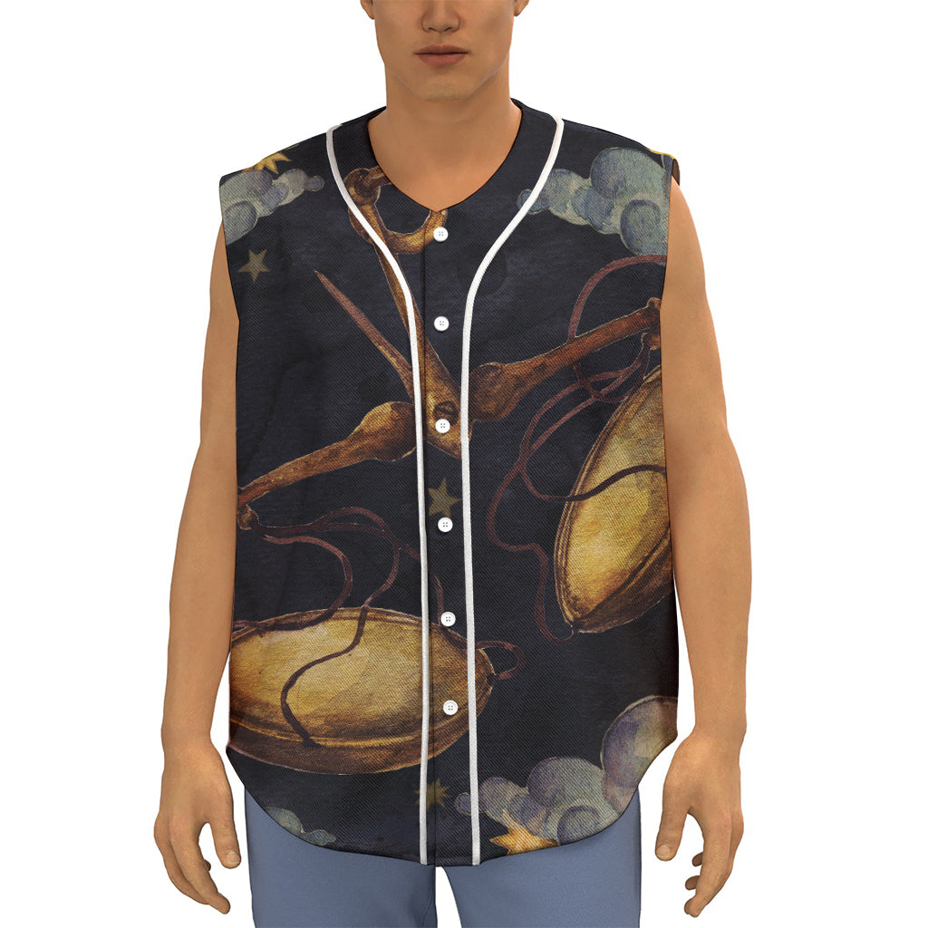 Watercolor Libra Zodiac Sign Print Sleeveless Baseball Jersey