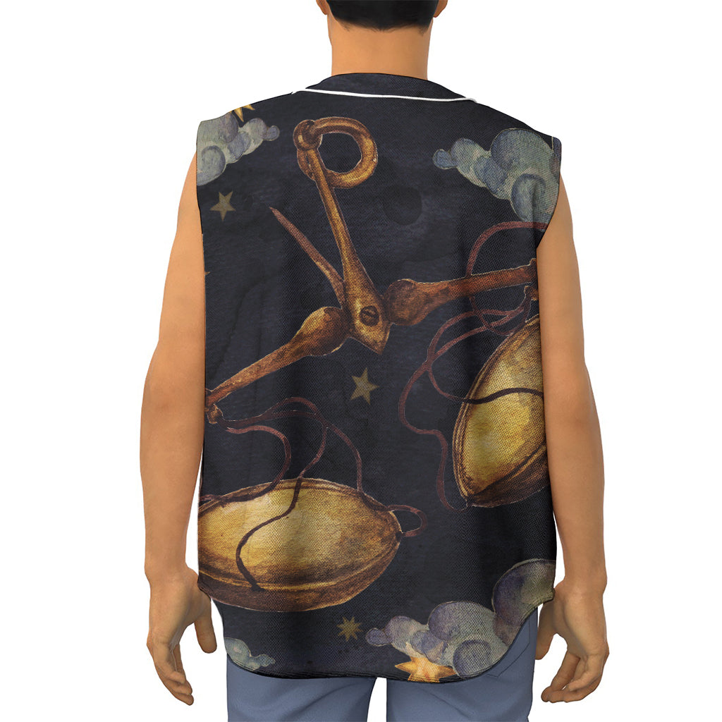 Watercolor Libra Zodiac Sign Print Sleeveless Baseball Jersey