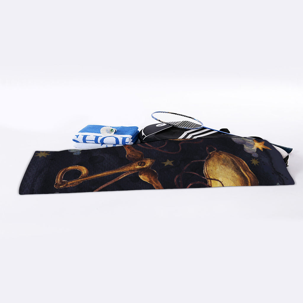 Watercolor Libra Zodiac Sign Print Sports Towel