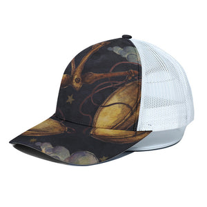 Watercolor Libra Zodiac Sign Print White Mesh Trucker Cap