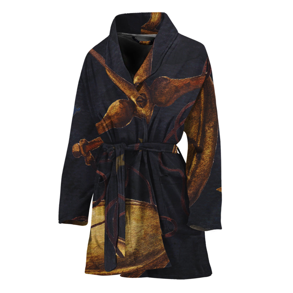 Watercolor Libra Zodiac Sign Print Women's Bathrobe